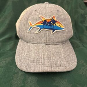 Men's Gray Hat with Tropical Shark Design